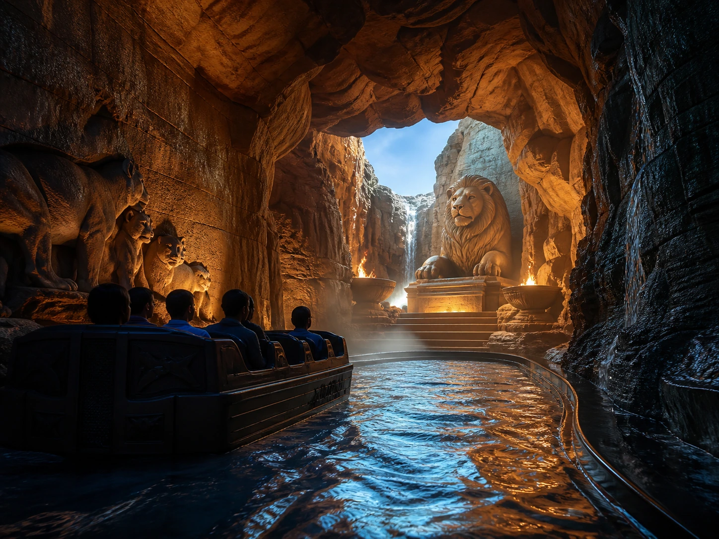 Illustration conceptuelle d'un parcours aquatique inspiré d'une savane africaine